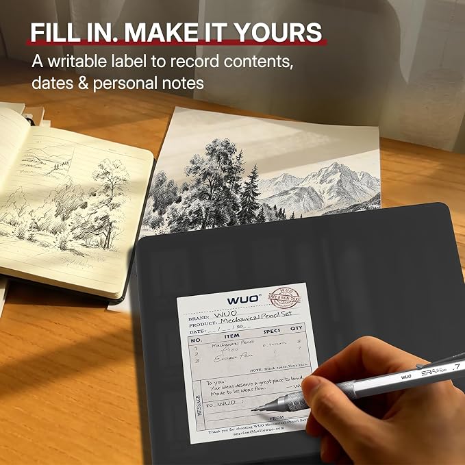 WUO 0.7mm Mechanical Pencil Set, 3 Metal Drafting Pencils - Image 9