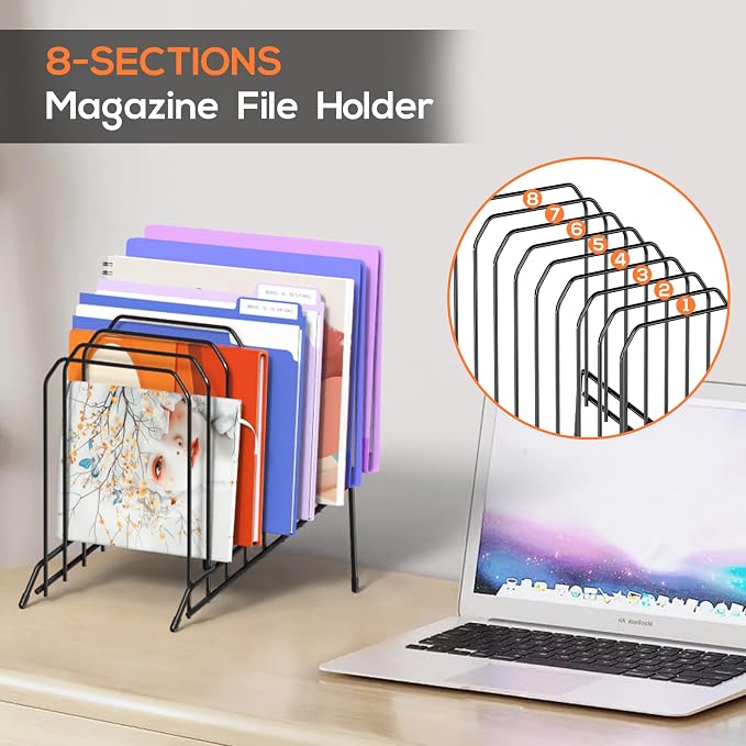 Gawerk Incline Metal Desk Magazine Folder Holder, Sorter Desk File Organizer - Image 3