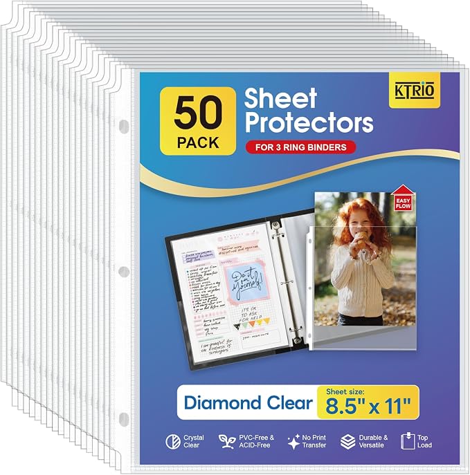 KTRIO Sheet Protectors 8.5 x 11, Page Protectors by KTRIO