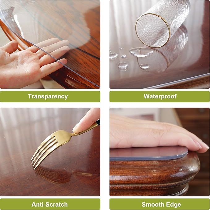 OstepDecor 38 x 78 Inch Clear Table Cover Protector, 2mm Thick Clear Plastic - Image 3