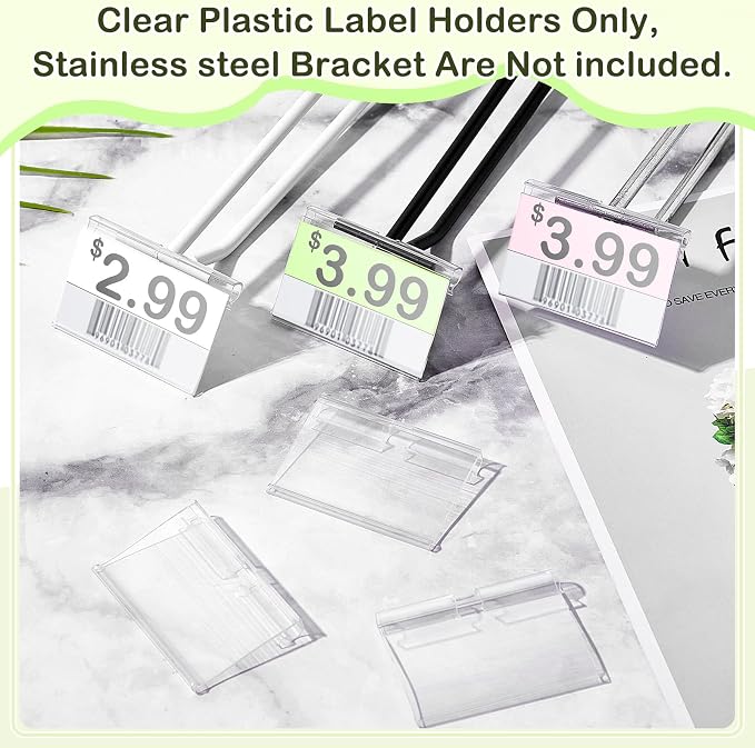 Tatuo 300 Pcs Reusable Plastic Wire Shelf Label Holders, Price Card Sign - Image 8