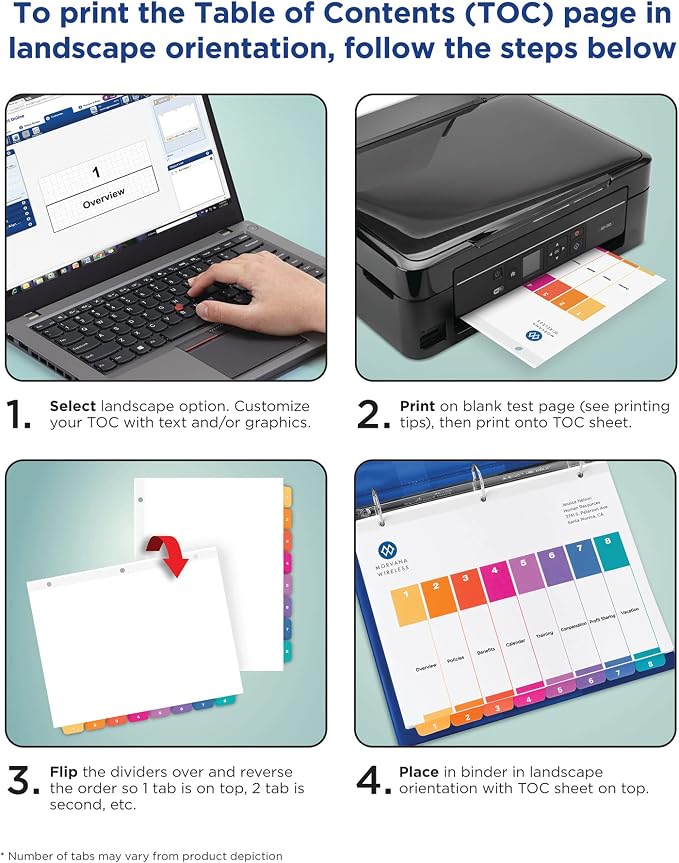 Avery Dividers for 3 Ring Binders, 5 Tabs per Set, Customizable Table Contents - Image 6