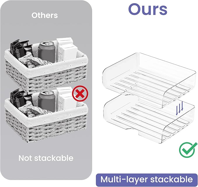Tomorotec 2 Pack Clear Stackable Letter Tray, A4 Desk File Organizer Set | - Image 5