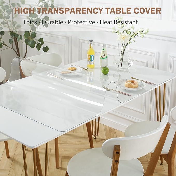 LovePads Clear Table Cover Protector 40 x 60 Inch, 1.5mm Thick Plastic Table - Image 2