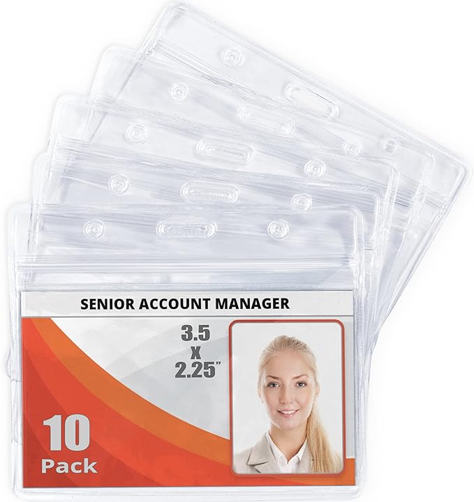 Mifflin-USA Horizontal ID Name Badge Holder, Waterproof and Resealable Plastic by MIFFLIN