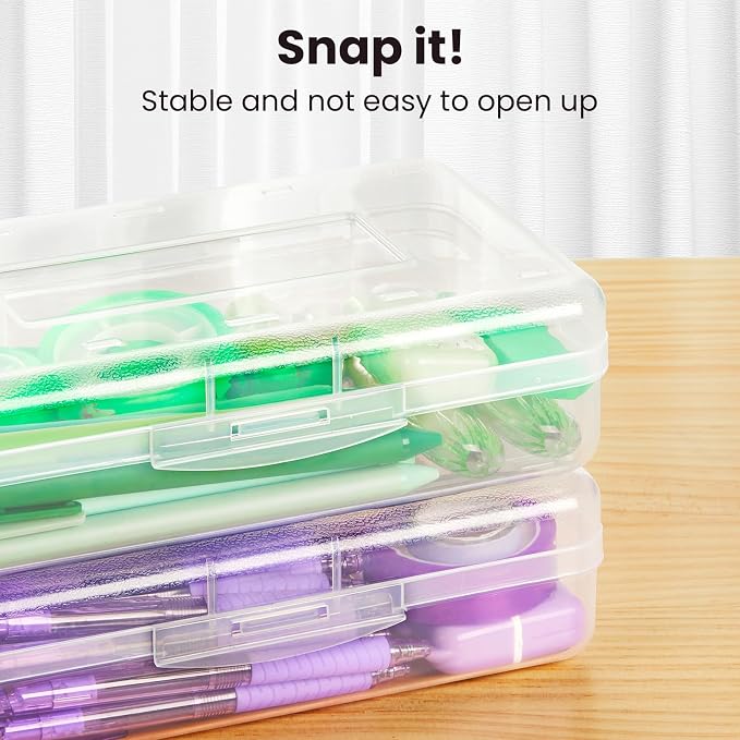 Sooez Plastic Pencil Case Box 6 Pack, Colored Large Craft Storage Bulk - Image 4