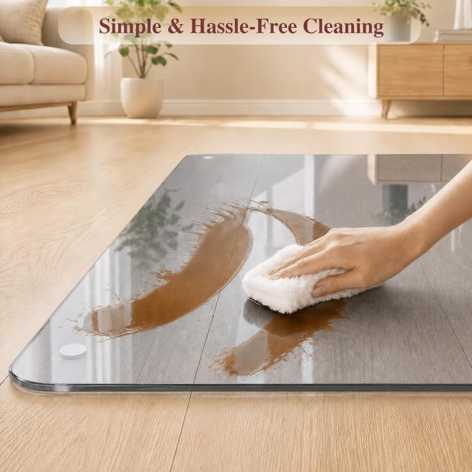 Tempered Glass Chair Mat, Hides Dirt/Fur, Noise-Free Gliding Shatterproof - Image 6