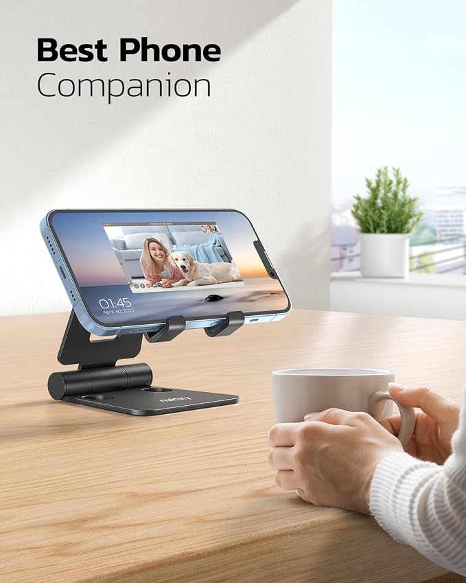 Nulaxy 2 Pack Fully Aluminum Dual Folding Cell Phone Stand, Adjustable Foldable - Image 6