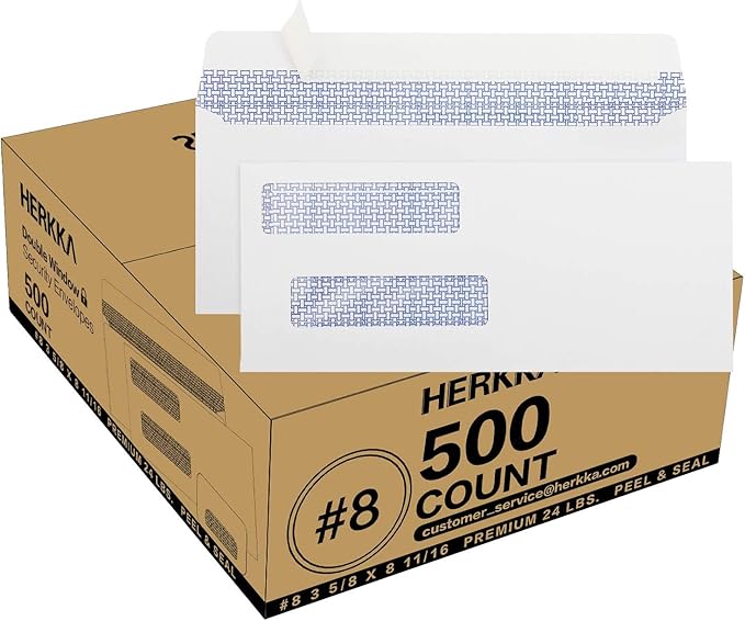 #8 Double Window Security Check Envelopes, No.8 Double Window Bussiness by HERKKA