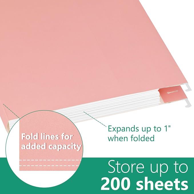 pmybupo Pink Hanging File Folders, 6 Pack Reinforced Hang Folders Letter Size - Image 4