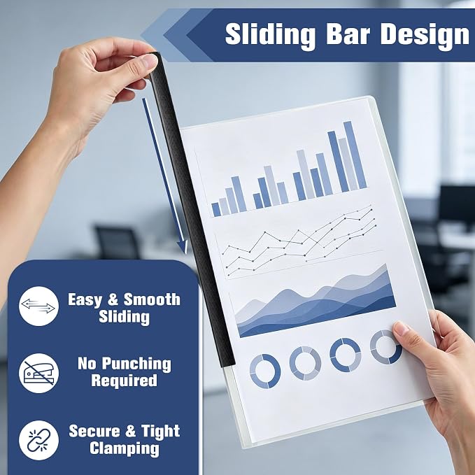 Report Covers with Sliding Bar 5 Packs Clear Report Covers Presentation Folders - Image 6