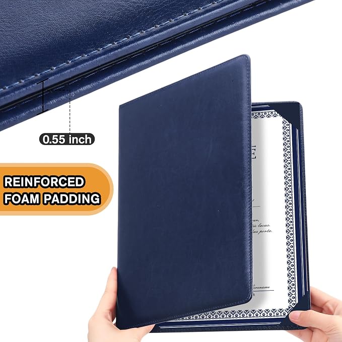 Tenare 10 Pcs Leather Certificate Holder 8.5 x 11 Inch PU Black Red Blue Purple - Image 3