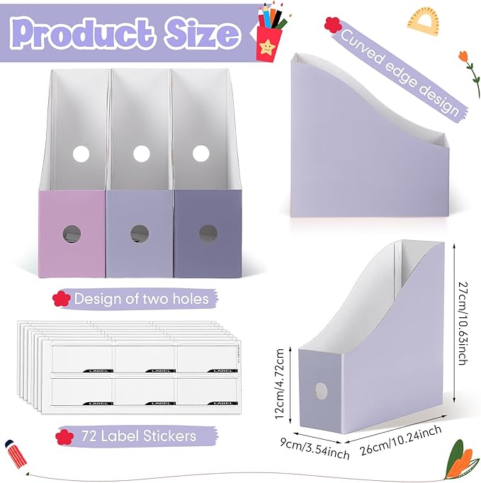 Colarr 24 Pcs Cardboard Magazine Holders 12 Colors Magazine Storage Box - Image 2