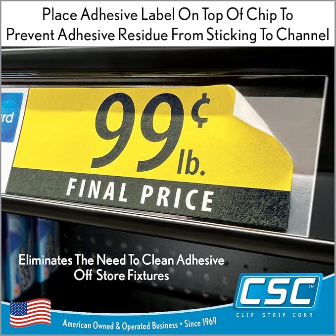 Price Data Channel Label Holder Chips, 2.5" L x 1.25" H, 10 Mil Thick, Gondola - Image 2
