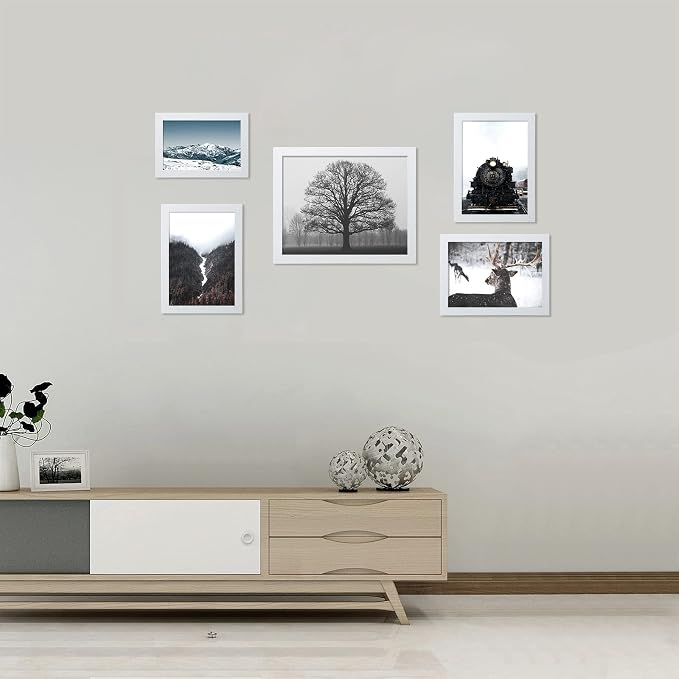 ELSKER&HOME 5x7 Picture Frame White Set of 6 Glass | Multi Photo Frames Collage - Image 3
