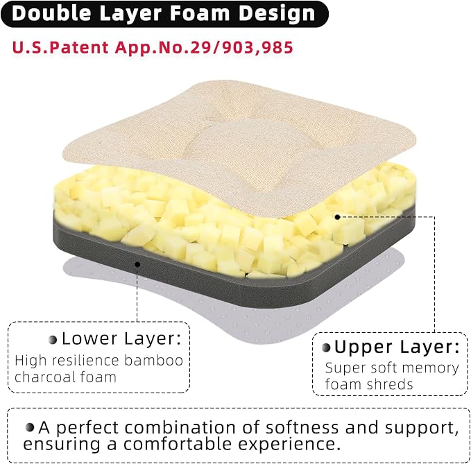 GOFORIT Chair Cushions Set of 4, Tufted Shredded Memory Foam Chair Pads - Image 2