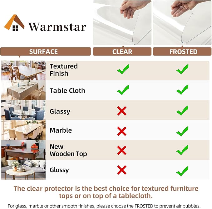 Warmstar Clear Table Protector 2mm Thick, Dia.24 Inch Round Clear Table Cover - Image 6