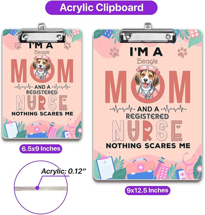 I'm a Beagle Mom and a Registered Nurse Nothing Scares Me Acrylic Clipboard - Image 5