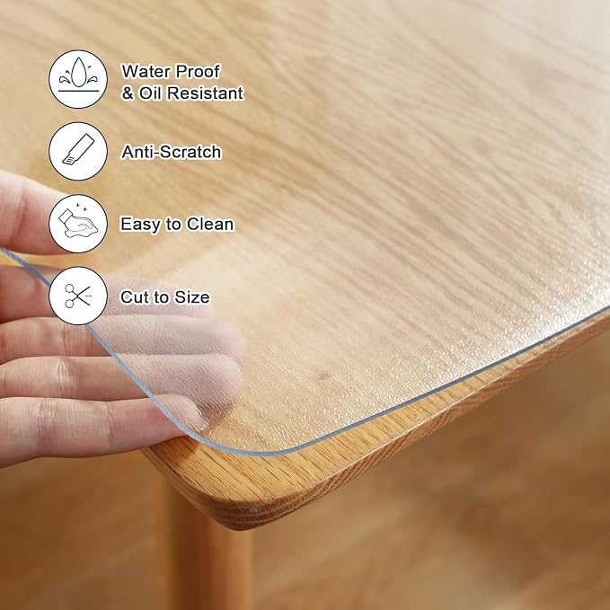 LovePads 1.5mm Thick 36 x 72 Inches Frosted Table Protector, Kitchen Wood - Image 3