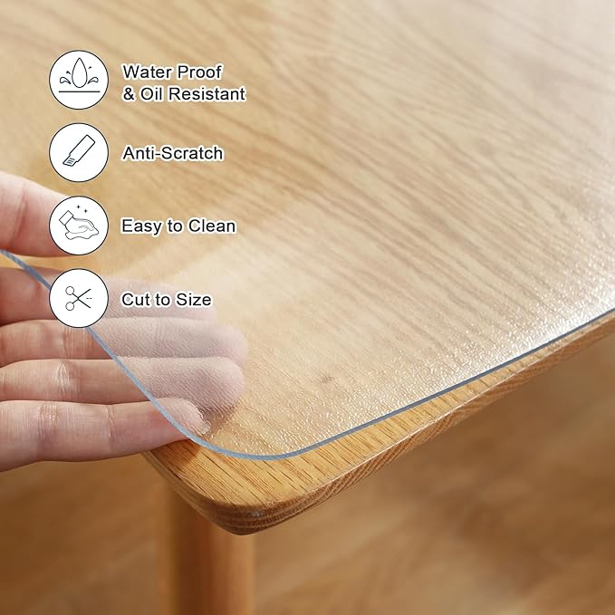 LovePads Frosted Table Cover Protector 38 x 64 Inch, 1.5mm Thick Plastic Table - Image 3