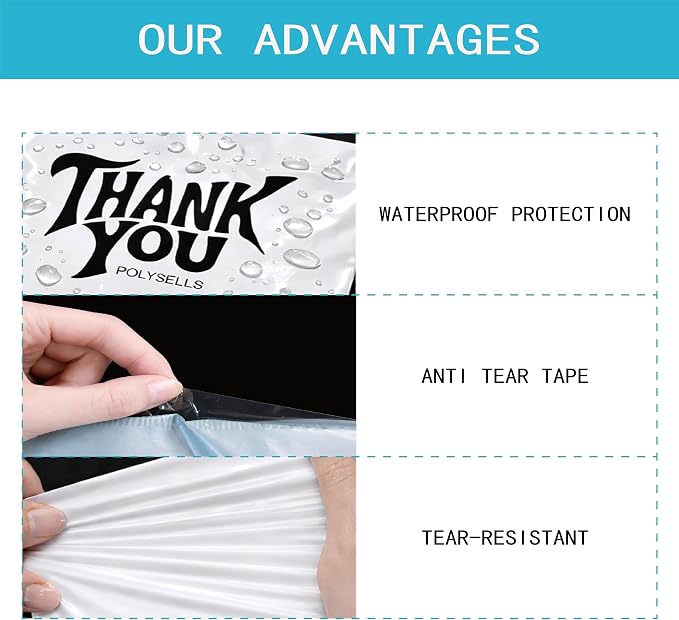 POLYSELLS Thank You Poly Mailers 10x13 inches 100 Pcs Waterproof Self-Sealing - Image 3
