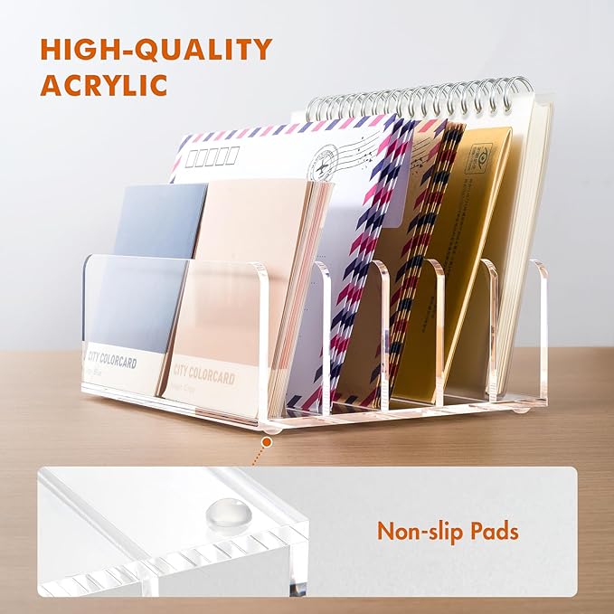 BEYGORM 2 Pack Acrylic Mail Holder, Vertical Letter Sorter - Image 5