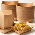 Disposable Kraft Paper Food Trays 5lb 100 Count, Oil Leak Proof Paper Food by Sowinvent
