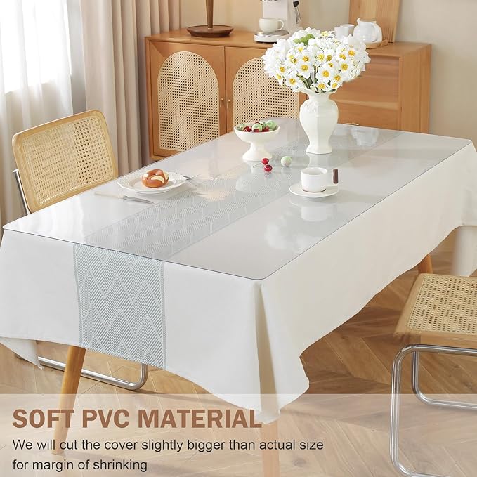 LovePads Clear Table Cover Protector, 36 x 78 Inch 2mm Thick Plastic Table Cover - Image 4