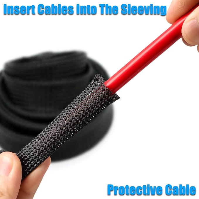 25ft PET Expandable Braided Cable Sleeve 1/2inch Pet Braided Cable Sleeve - Image 4