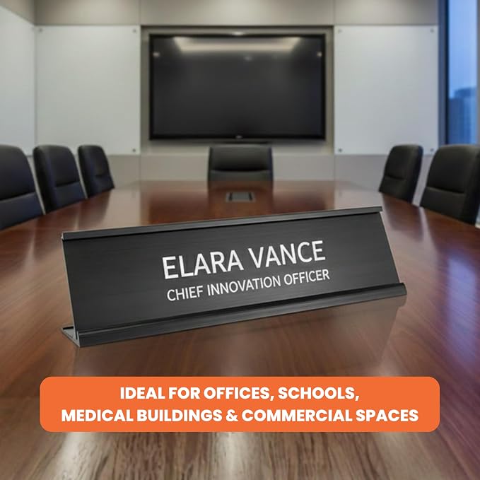 2" x 8" Aluminum Office Desk Nameplate Sign Holder 5 Pack - Image 9