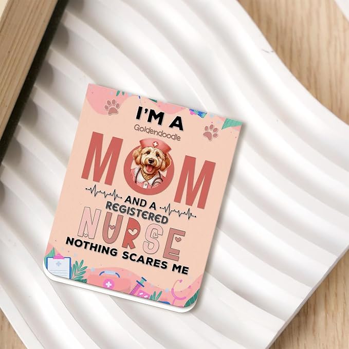 I'm a Goldendoodle Mom and a Registered Nurse Nothing Scares Me Magnet Bookmark - Image 2