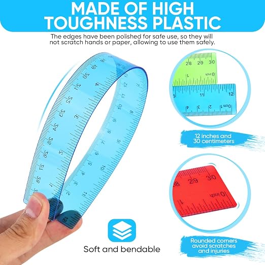 SenseYo 32 Pcs Clear Plastic Rulers 12 Inch Color Transparent Ruler - Image 3