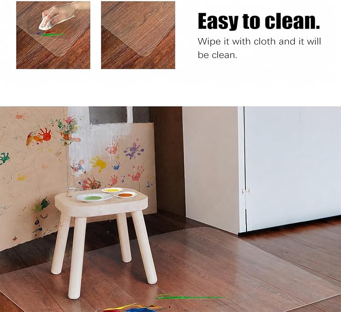 Kuyal Clear Chair mat for Hardwood Floor 36 x 55 inches Transparent Floor Mats - Image 4