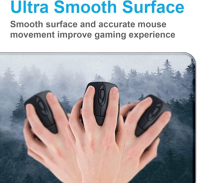 Gray Forest Mouse Pad with Seam Edge Design, Non Slip Rubber Keyboard Pad | - Image 5
