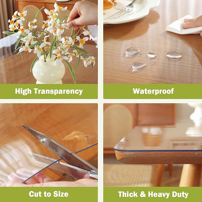 OstepDecor Clear Table Cover Protector 42 x 70 Inch, 1.5mm Thick Plastic Table - Image 4