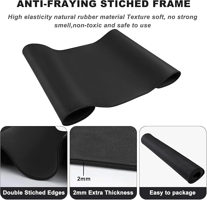 39.1" x 23.5" Waterproof Fabric Desk Pad, Rubber Anti-Slip Base, Stitched Edges - Image 3