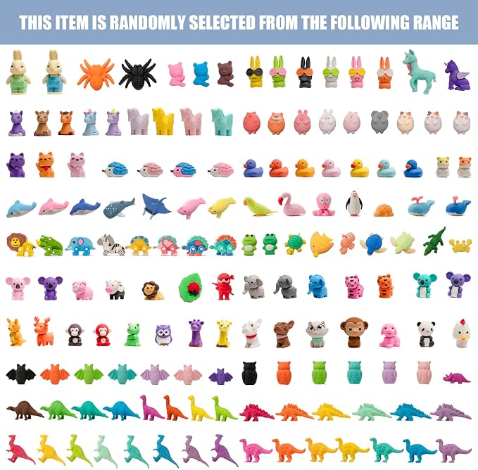 110pcs 3D Cute Kids Erasers, Random Desktop Pet Toys Gifts, Classroom Rewards - Image 6