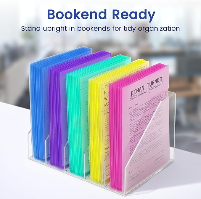 Sooez 25 Pack Clear Document Folder Project Pockets, 5 Assorted Colors - Image 8
