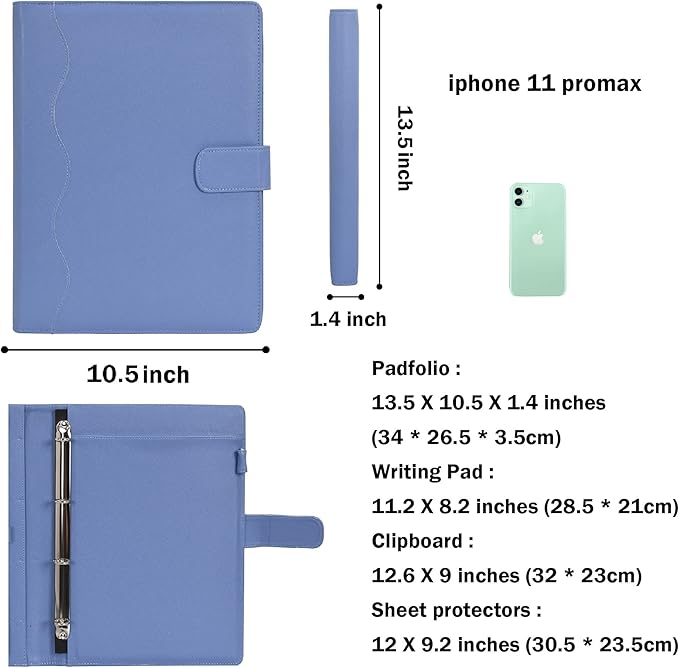 Wonderpool A4 PU Leather 3 & 4 Ring Holder Writing Portfolio Multi Document Case - Image 8