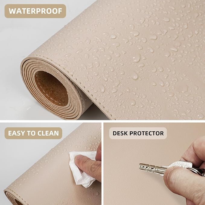 AFIING Cork Desk Mat 47" x 23.6", Dual-Sided Natural Cork & PU Leather Desk Pad - Image 4