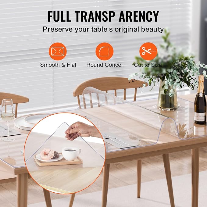 VEVOR Plastic Table Cover, 24 x 48 Inch 2.0 mm Thick Clear PVC Desk Mat - Image 5