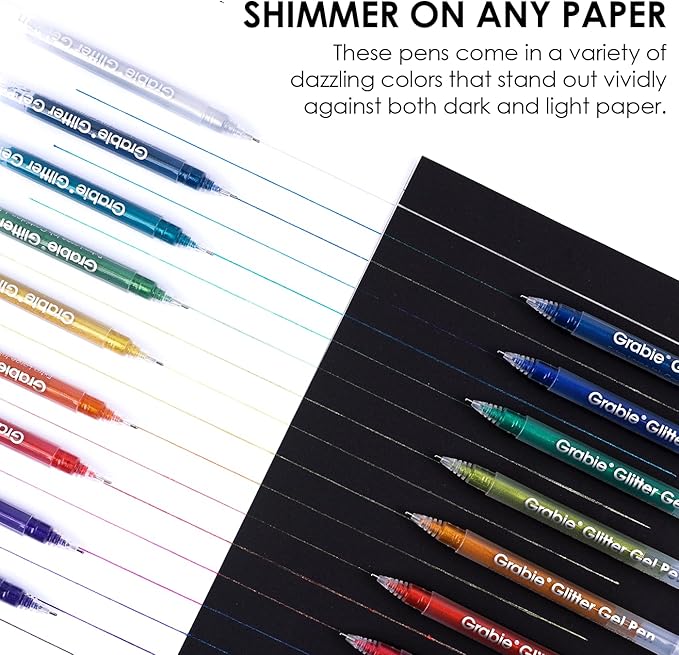 Grabie Jumbo Glitter Gel Pens Set of 18, Metallic Sparkle Gel Ink Pens - Image 4