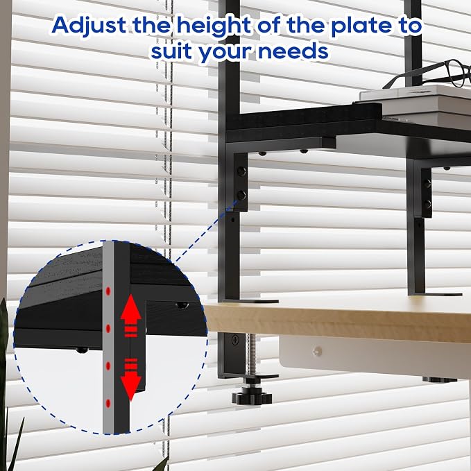 Clamp On Desk Shelf 2-Tier, 12.5 inche Wood Shelving Unit - Image 5