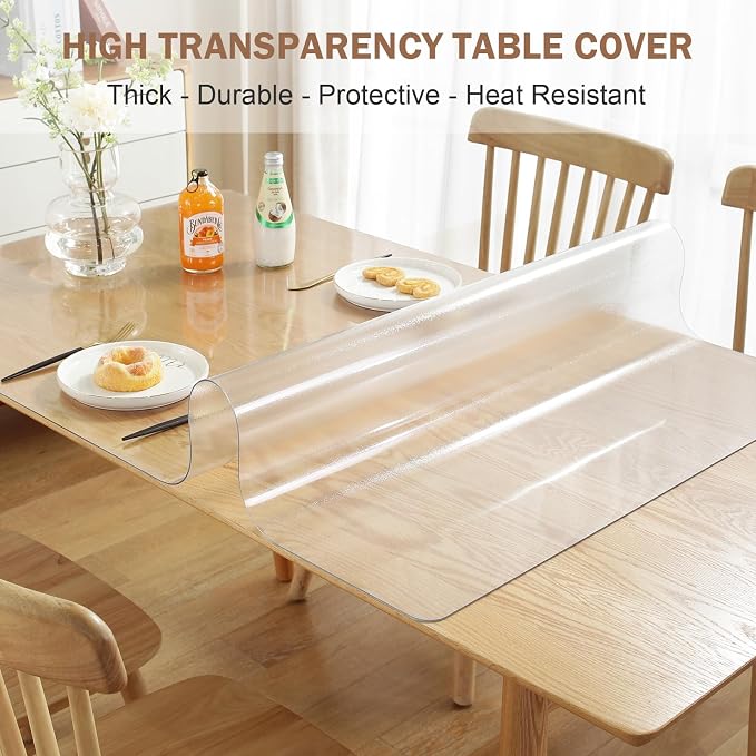 LovePads Frosted Table Cover Protector 40 x 72 Inch, 1.5mm Thick Plastic Table - Image 2