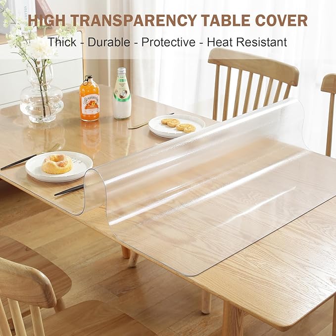 LovePads 1.5mm Thick 36 x 72 Inches Frosted Table Protector, Kitchen Wood - Image 2