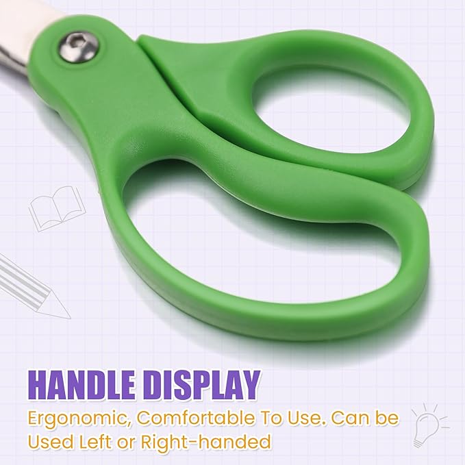 BURVAGY 12 Packs 5" Small School Student Blunt Tip Craft Kids Scissors - Image 5