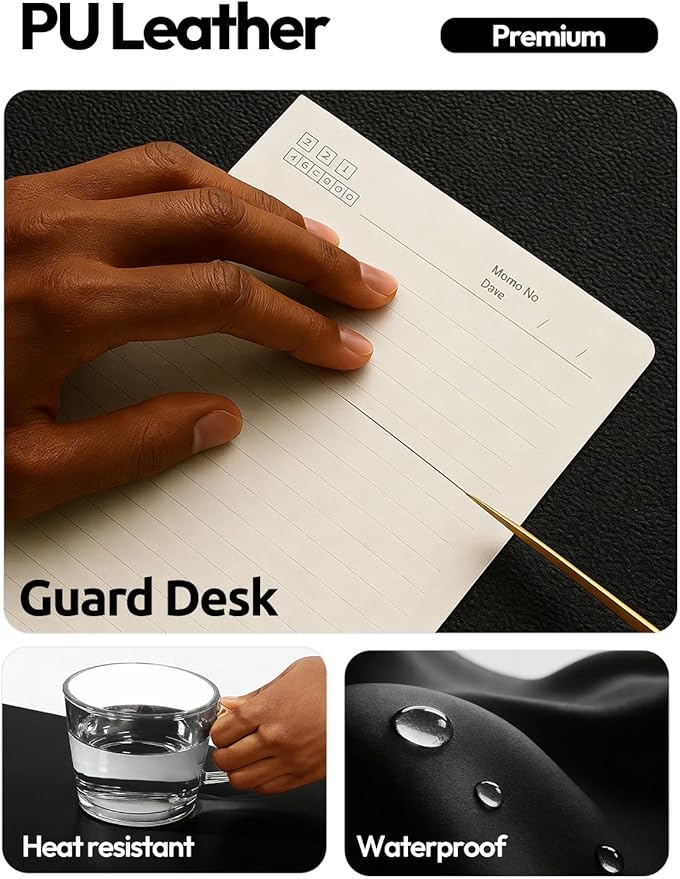 YSAGi Leather Desk Pad Protector, Office Desk Mat, Large Mouse Pad, Non-Slip PU - Image 4