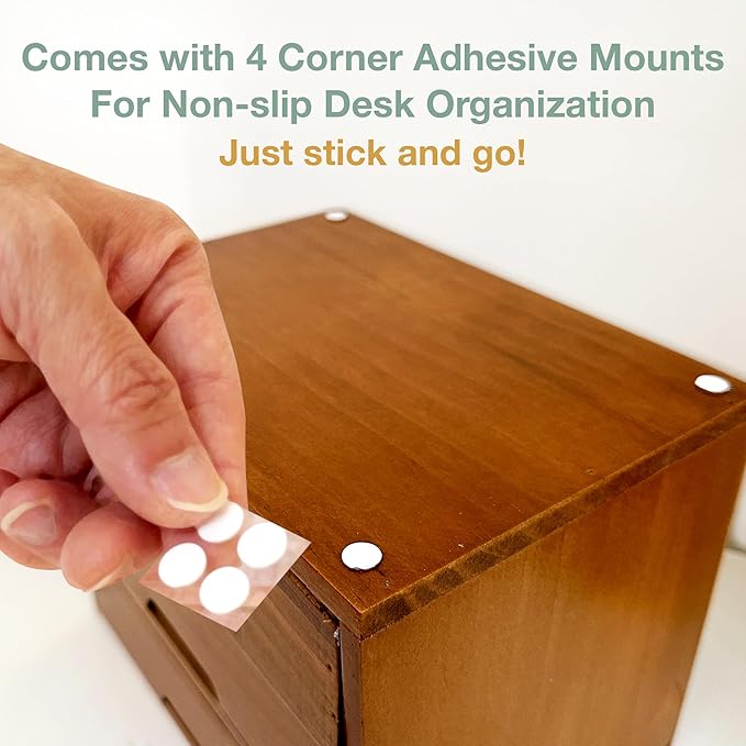 4-Drawer Vintage Desk Wood Storage Box - Image 4