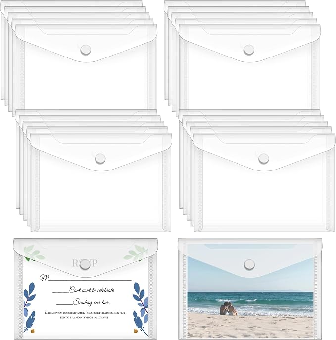 Vmiapxo 20 Pack Stamp and Die Storage Pockets, Reusable Small Plastic Envelopes by Vmiapxo
