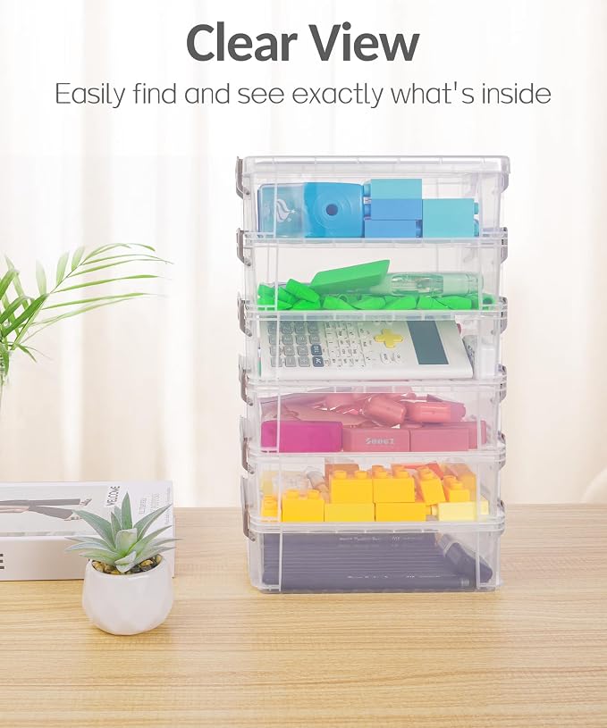 Sooez 6 Pack Extra Large Pencil Box, Plastic Pencil Case Crayon Box Bulk - Image 4